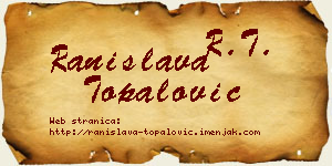 Ranislava Topalović vizit kartica